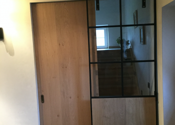 SCHUIFDEUR HANGDEUR GLAS HOUT